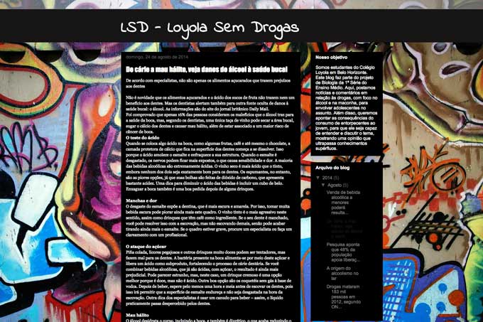 Blog LSD Loyola Sem Drogas fala direto aos jovens
